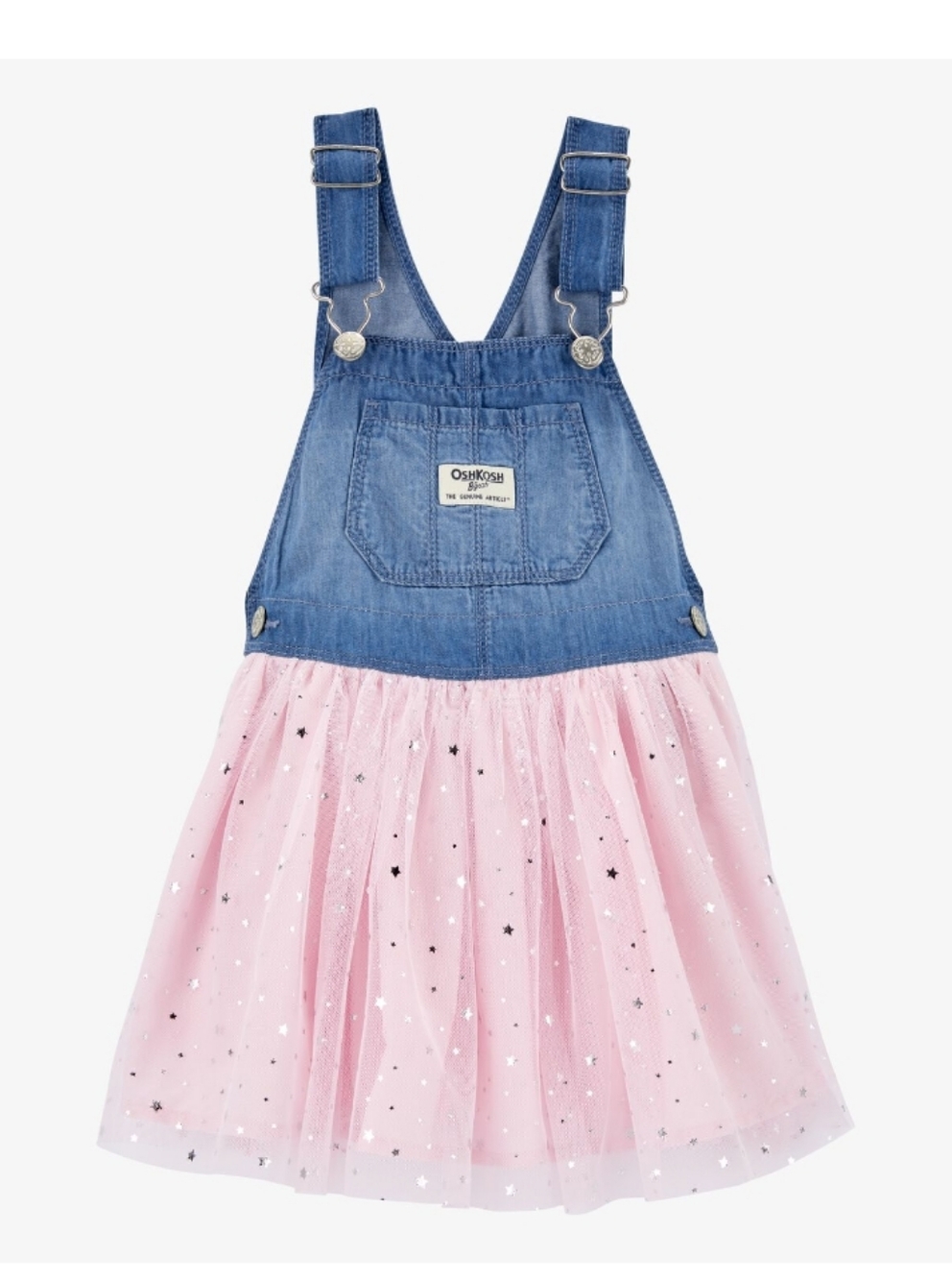 OshKosh B'gosh Sparkly Blue Tulle Denim Blue Overall Dress Carter's Baby